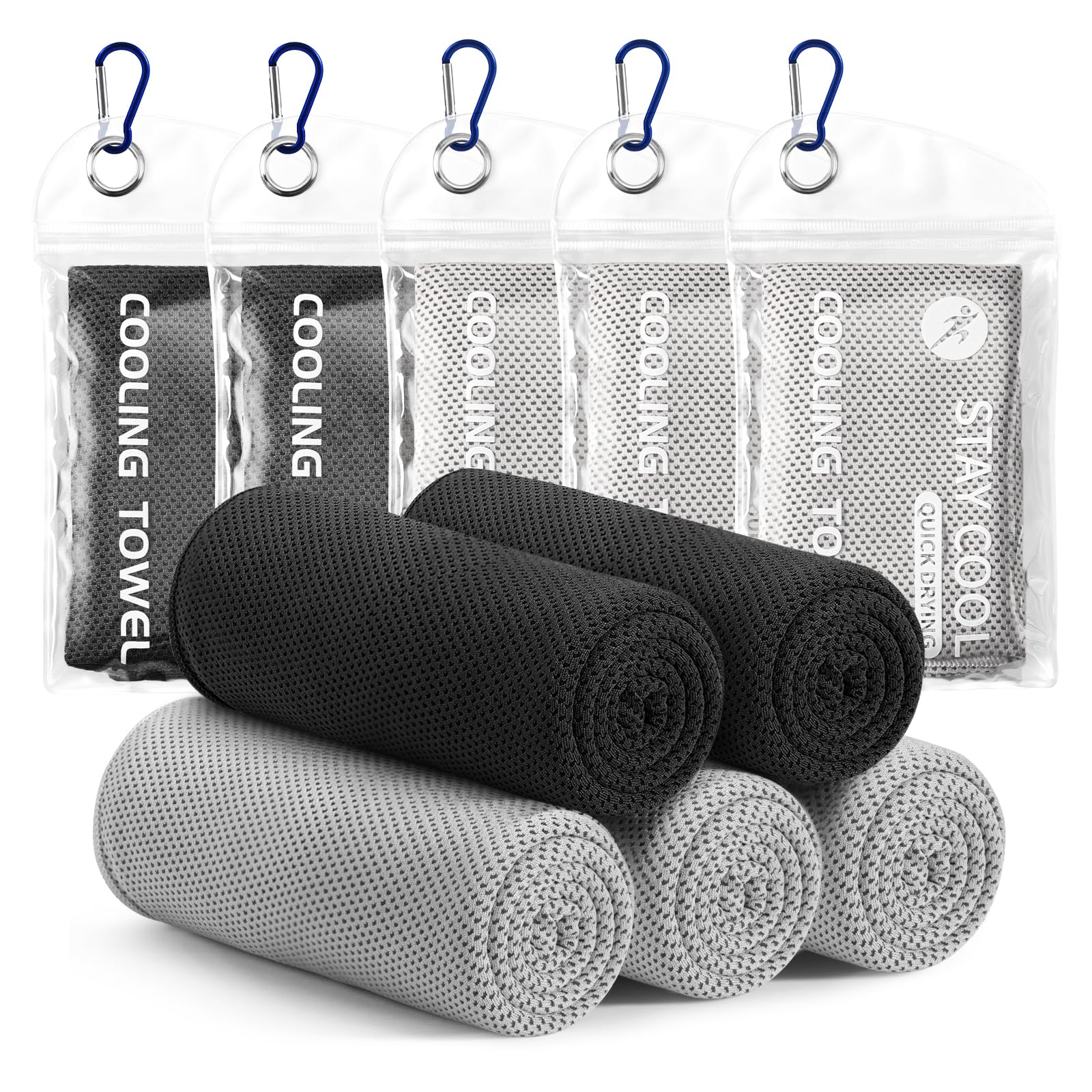 Cooling Towels - 5 Pack Gym Towels, Gym Towels for Working Out, Yoga Towel, Quick Dry Towel for Running, Camping, Fitness & More Activities