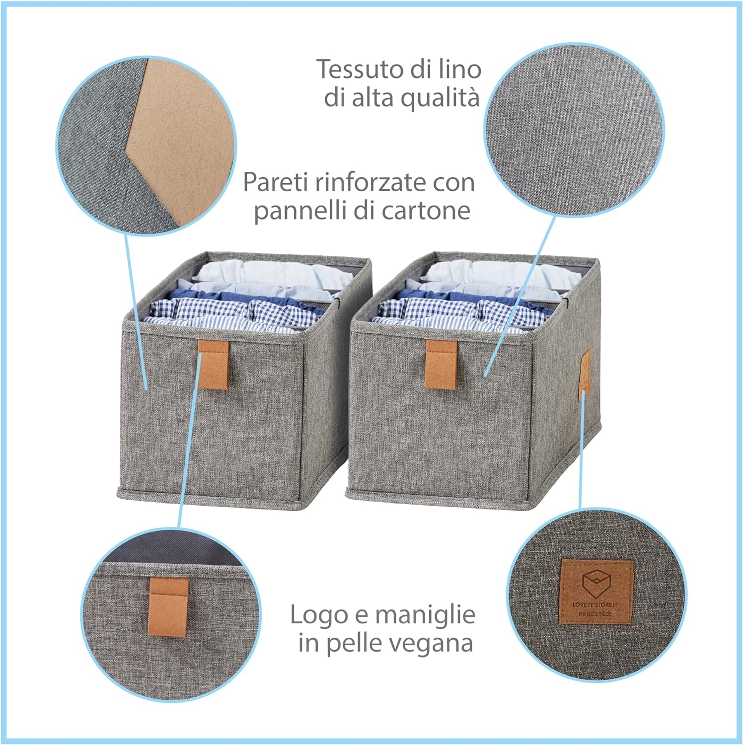 LOVE IT STORE IT Premium Drawer Organiser 2-Piece, Linen Cabinet Organiser, Reinforced, 6 Compartments for Underwear Belt - Image 4