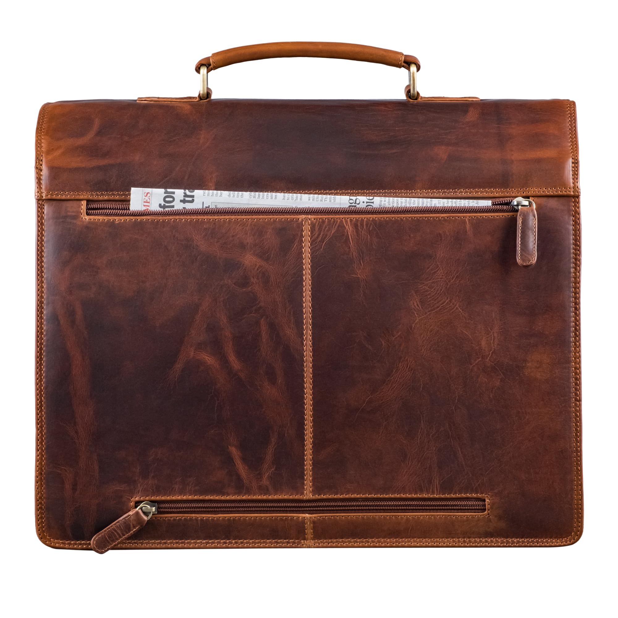 STILORD 'Anton' Echtleder Aktentasche XL - 15.6" Laptopfach - aufsteckbar - Verbesserte Version Farbe:Sesto - Cognac
