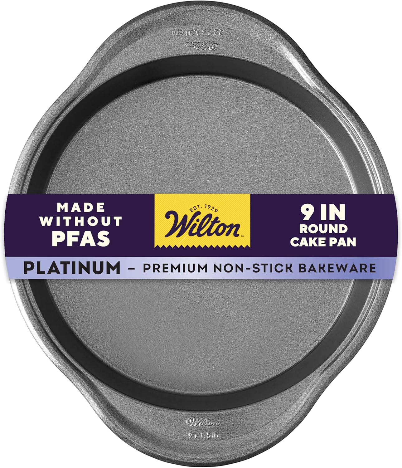 Wilton Platinum Non-Stick 9 Inch Round Cake Pan, Stainless Steel Bakeware, Made without PFAS, Packaging May Vary