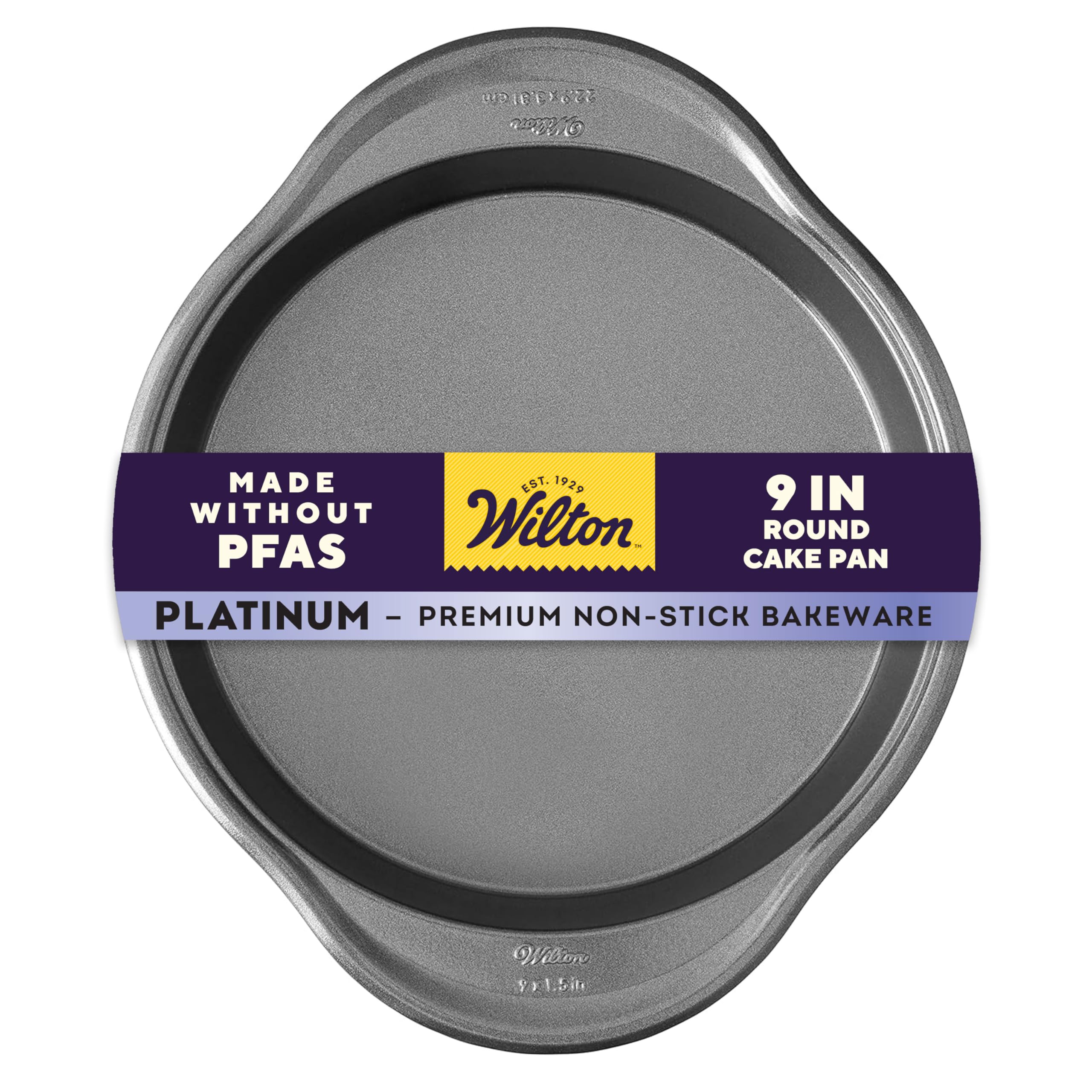 Wilton Platinum Non-Stick 9 Inch Round Cake Pan, Stainless Steel Bakeware, Made without PFAS, Packaging May Vary