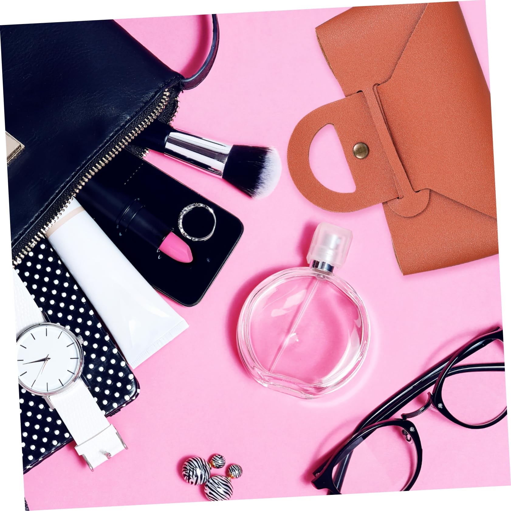 Holibanna 4pezzi Custodie Per Occhiali Pelle Pouch Multi-funzionale Per Sole e Occhiali Di Colori Scuro Con Chiusura Pulsante e Manico Organizer Per Smartphone e Chiavi