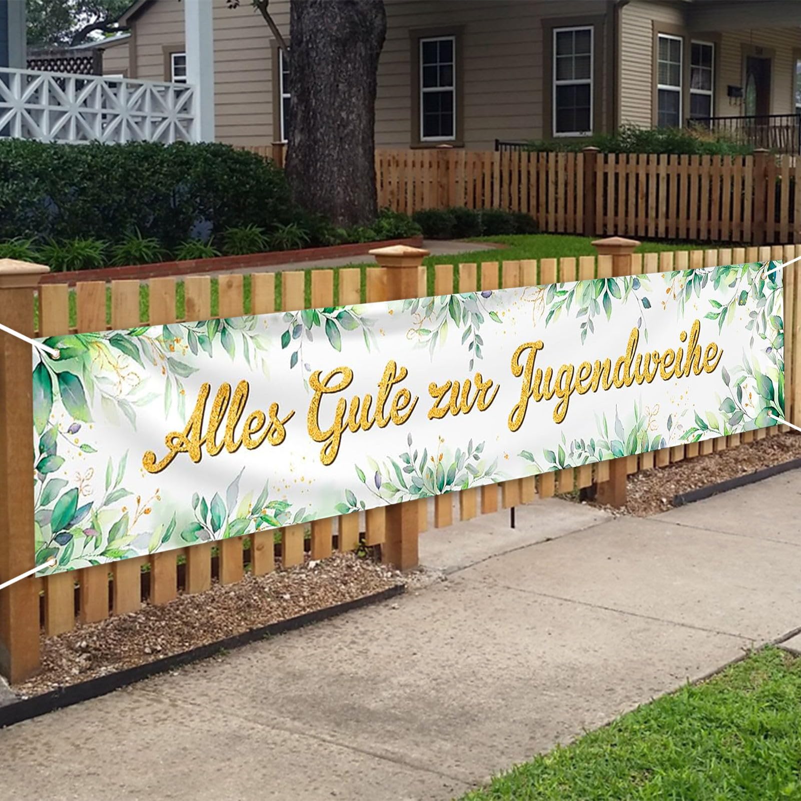 Bandierine Decorative Triangolari Verde Salvia Per Jugendweihe: Banner Con Scritta 'Alles Gute Zum Jugendweihe' Per Feste - 3