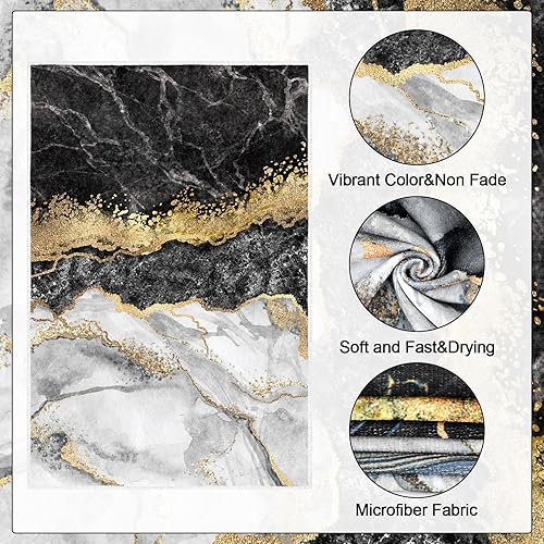Miniatura 6 de Juego de 6 paños de cocina de mármol dorado y negro, paños de cocina absorbentes de 24 x 16 pulgadas, regalos de cocina, toallas de mano, regalos
