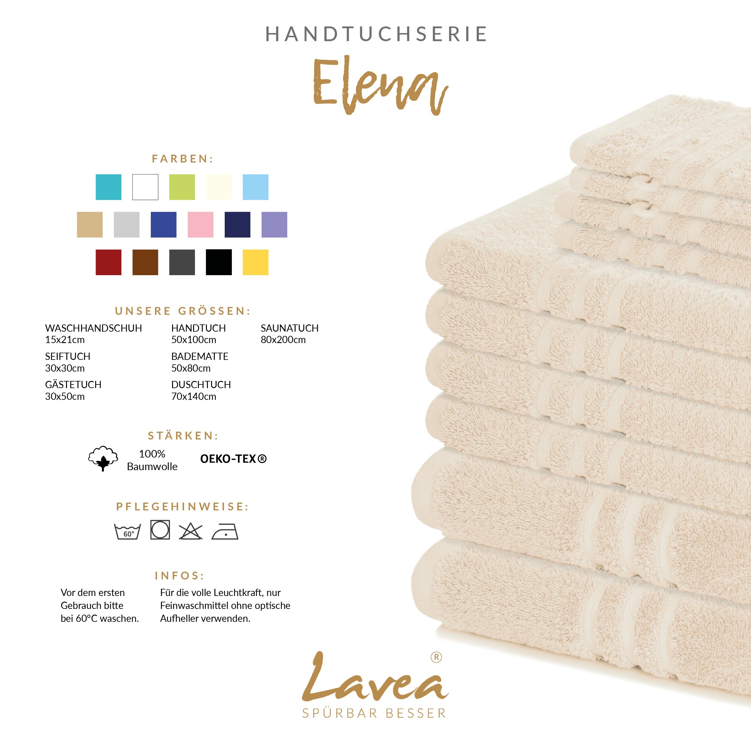 Lavea Set of 10 Flannels 30 x 30 cm, 100% Cotton Terry Cloth 500 g/m², Guest Towels and Small Wash Cloths, Easy Care 60 °C - Image 3