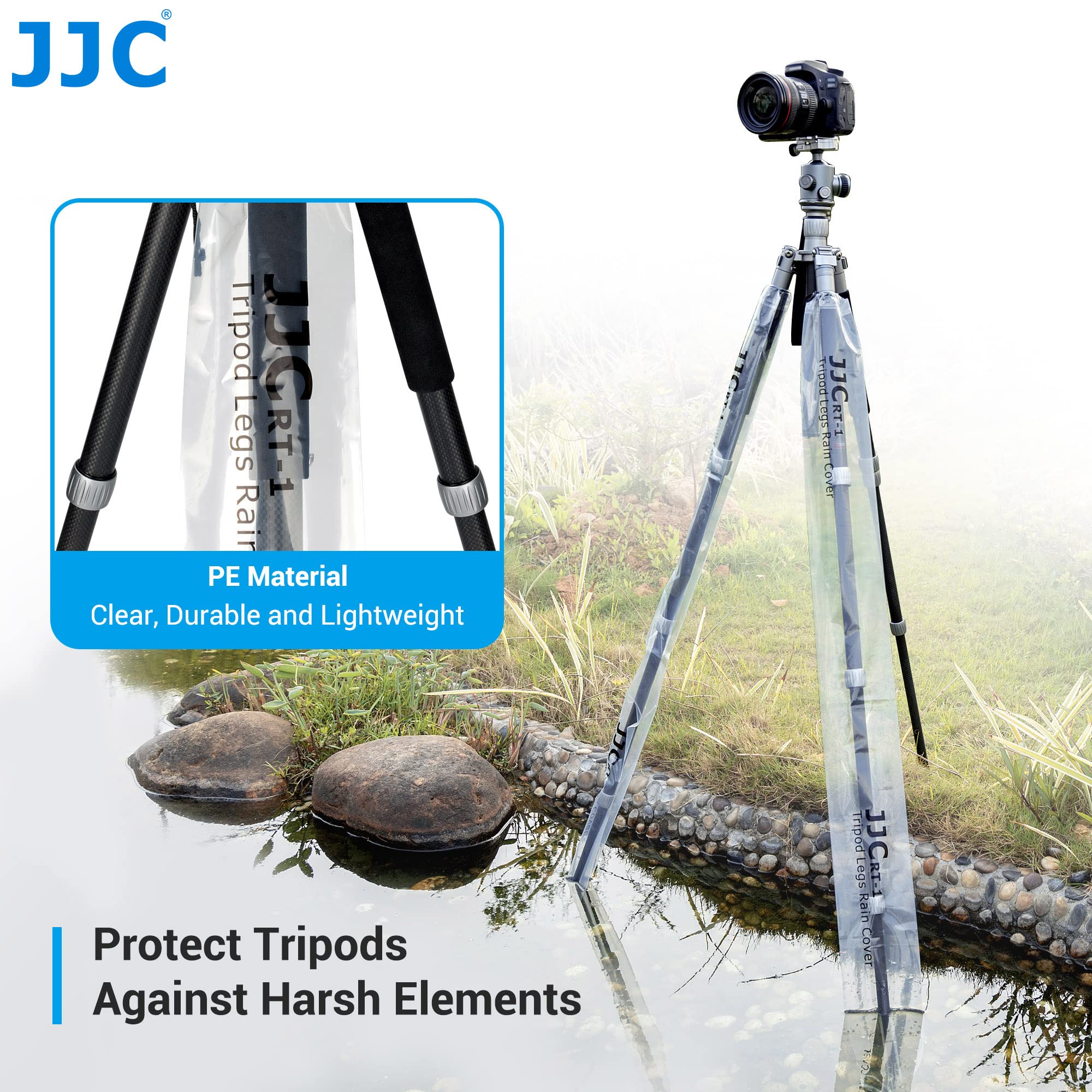 JJC Lot de 6 housses de protection pour trépied - Anti-pluie, eau, neige et boue - Convient pour une longueur de 120 cm et 60 cm - Facile à installer et à ranger - Matériau double couche - Convient