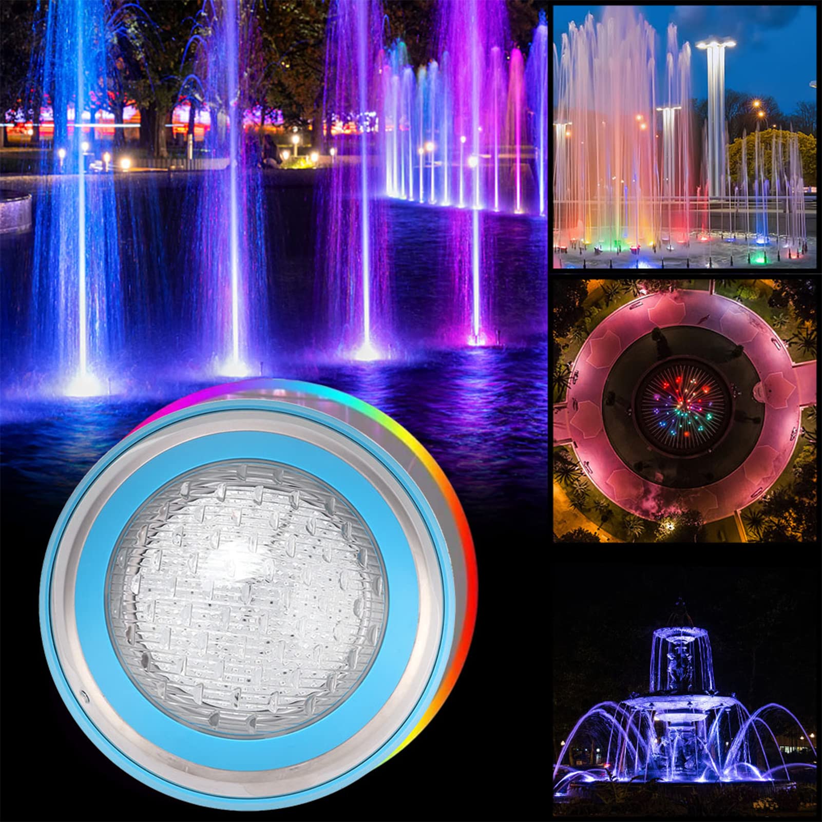 Lampada Subacquea RGB, Fontana Sommergibile in ABS 11,8x3 Pollici 35W AC12V con Telecomando 360 LED IP68 per Piscina, Stagno per Pesci, Giardino Roccioso, Fontana