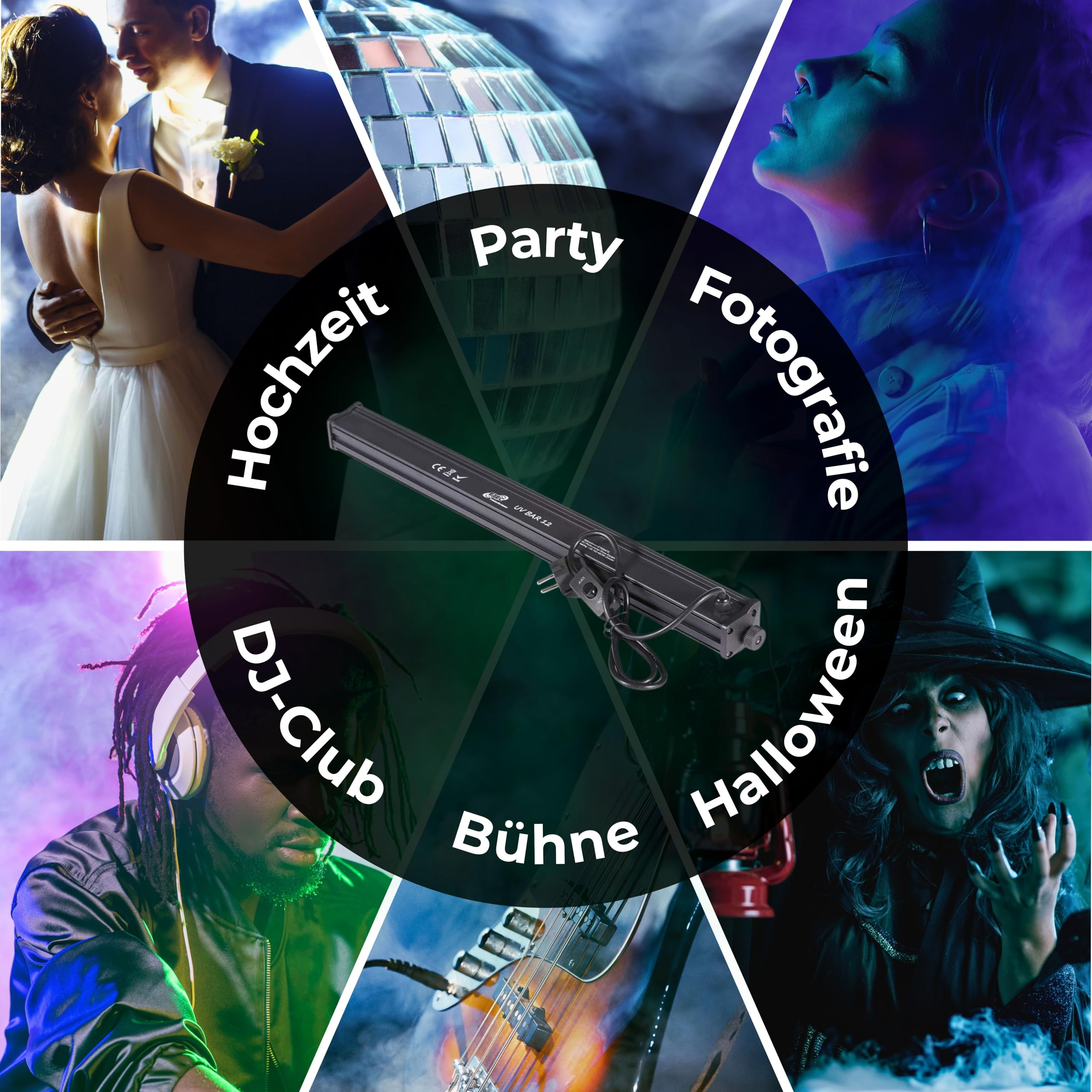 ETEC Professional LED UV BAR 12 Schwarzlicht Leiste 12x3W Deko Effekt Party DJ Club Disco Wall Washer Veranstaltung Bühnenbeleuchtung Licht