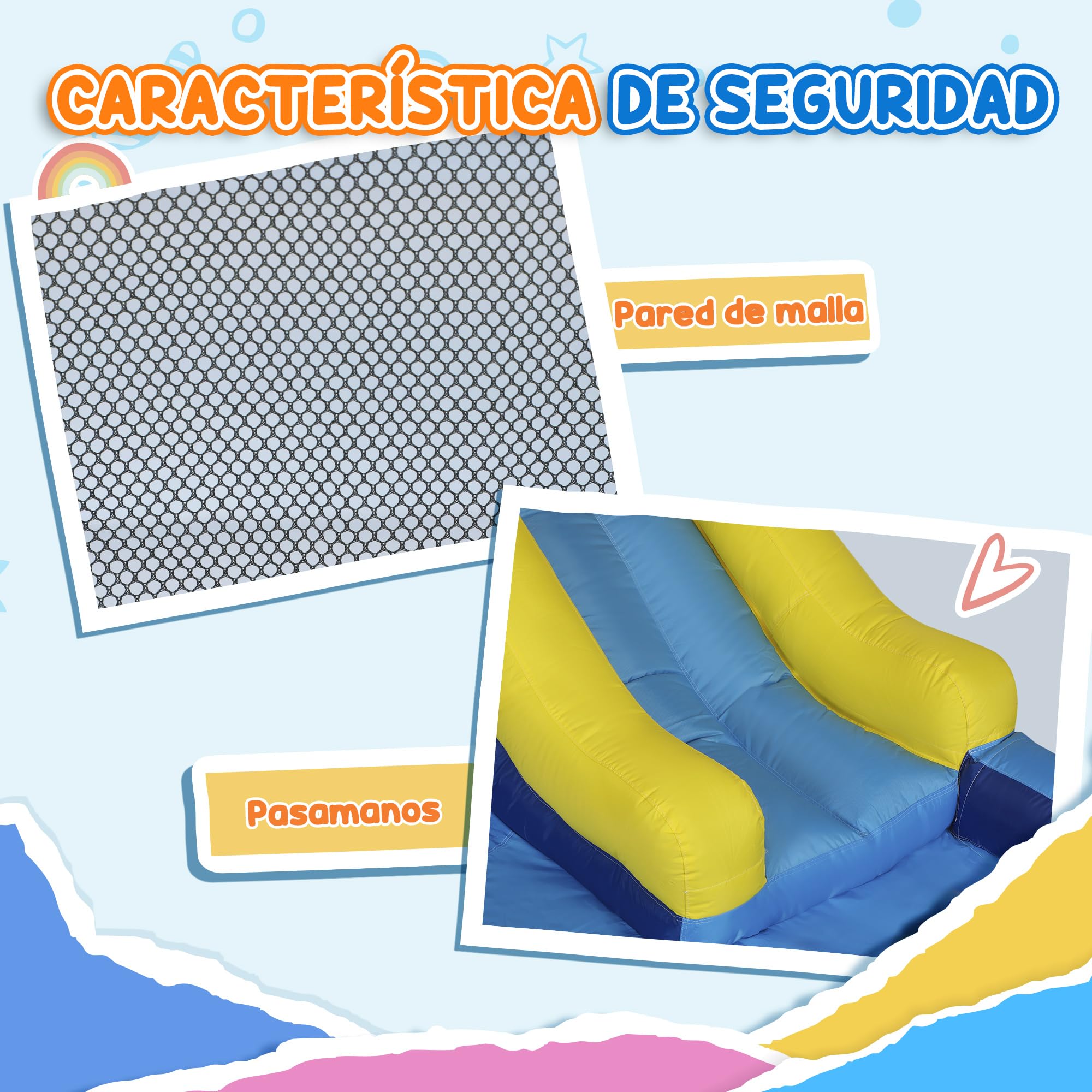 AIYAPLAY Castillo Hinchable con Soplador 5 en 1 Parque Acuático Hinchable para Niños con Tobogán Piscina de Chapoteo Escalada y Cañón de Agua para Exterior Interior 360x250x195 cm