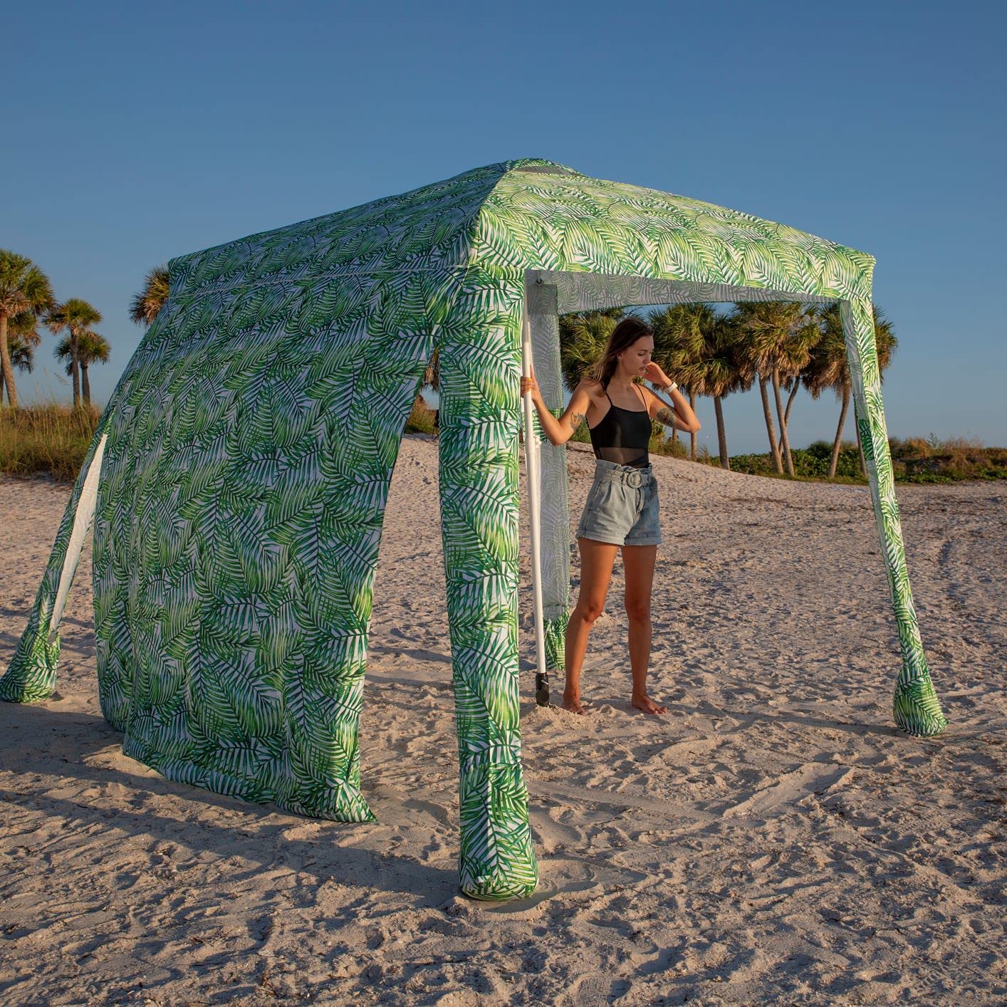Buy PINTIA1 6.6’ x 6.6’ Beach Cabana Portable Beach Shade, Quick Easy
