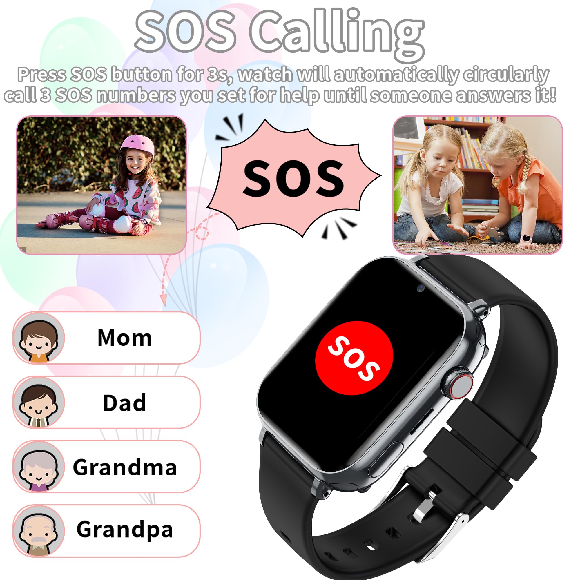 Smartwatch Bambini 4G GPS, Videochiamate, SOS, Voce Chat, Fotocamera Regali | posizione in tempo reale, chat familiare, modalità scuola, telefono, giochi, ip68, sveglia, compleanno ragazza ragazzo