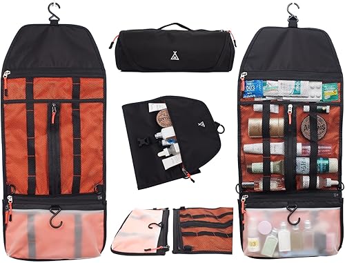 Miniatura 8 de Neceser de viaje compacta, bolsa de aseo colgante para hombres, kit de Dopp enrollable para baño, ducha de afeitar, bolsa de higiene para viajes,