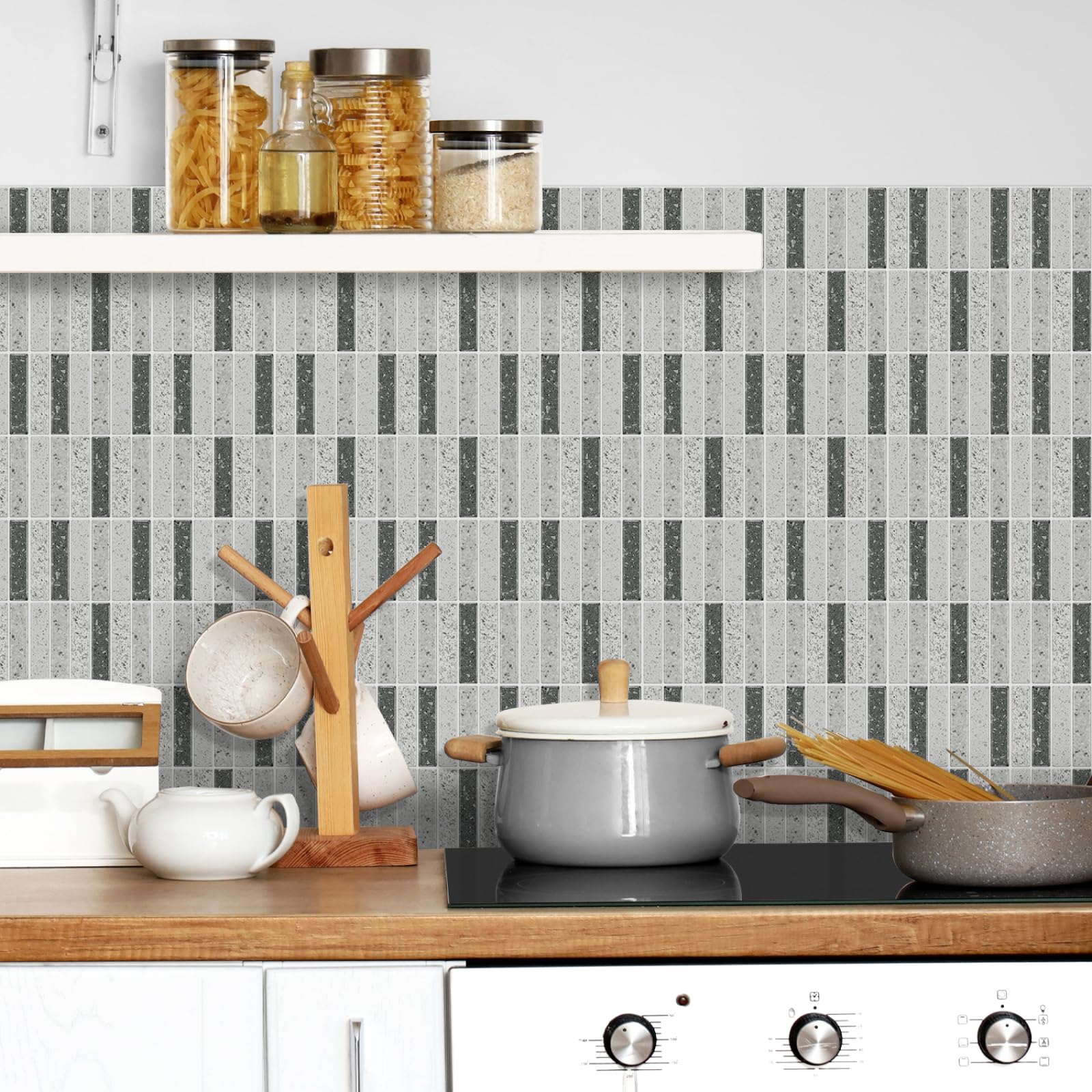LMYSXAOZ Self Adhesive Wall Tiles Gray Marble Stick on Thicker Peel and Backsplash for Kitchen Bathroom Tile Stickers