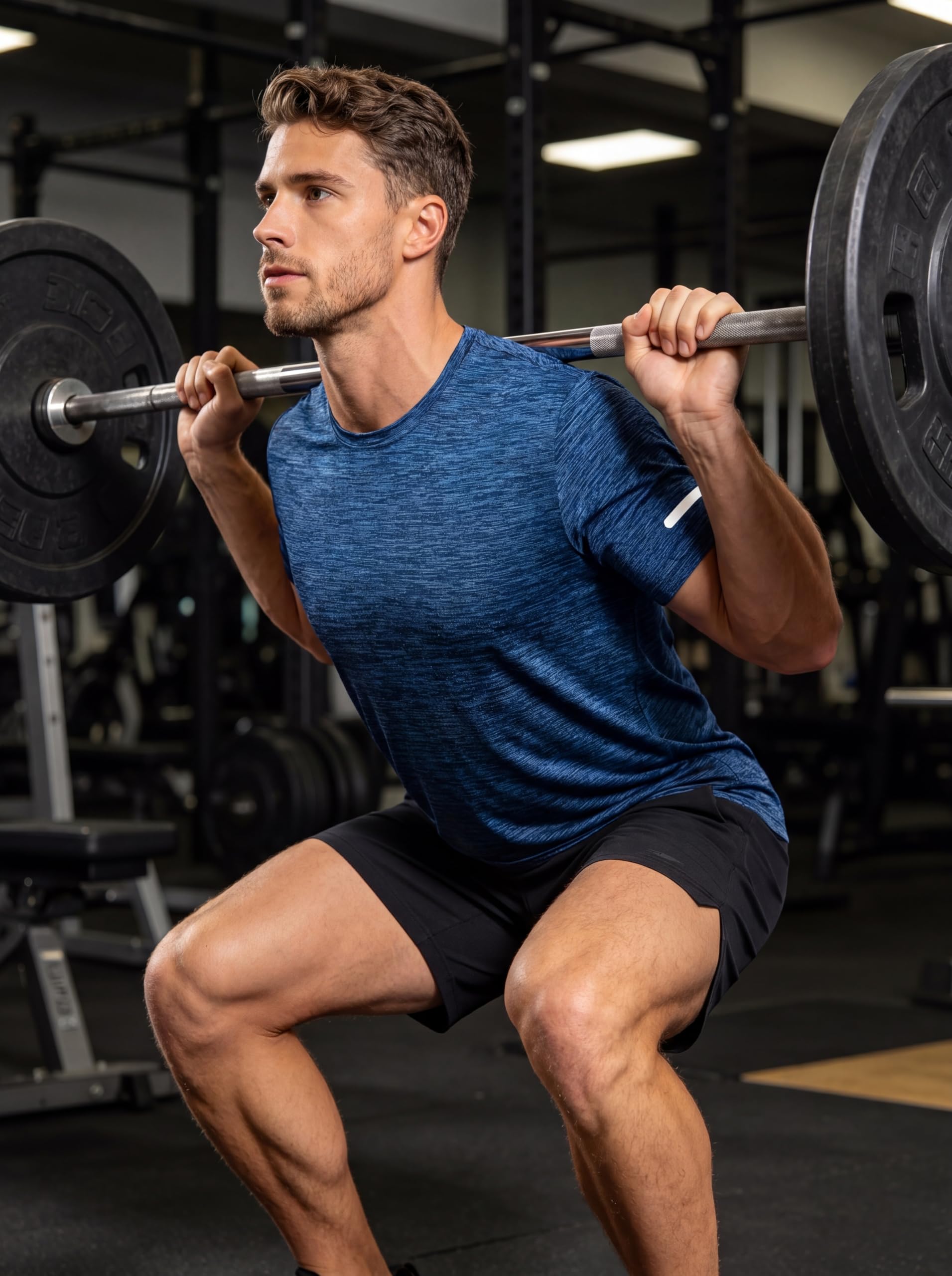 TACVASEN Camiseta de correr para hombre, de secado rápido, de manga corta, cuello redondo, para verano, para deportes y gimnasio