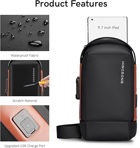 Miniatura 4 de KINGSONS Bolso cruzado para hombres y mujeres, pequeño, cruzado, casual, de viaje, pequeño, deportivo, senderismo, ciclismo, día (azul claro)