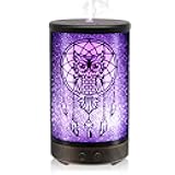 Owl Essential Oil Diffuser, DAROMA 100ml Metal Aromatherapy Ultrasonic Cool Mist Humidifier Air Scent Home Office Gift, 7 Colors Changed LED Mood Light, Waterless Auto-Off