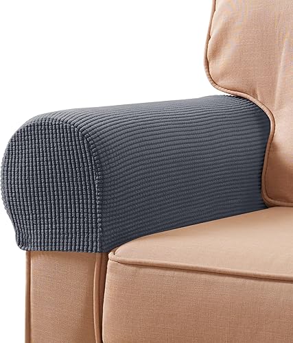 Miniatura 34 de SUBRTEX Juego de 2 fundas elásticas para brazos de sofá, fundas de sofá a cuadros, fundas antideslizantes para reposabrazos de reclinables y