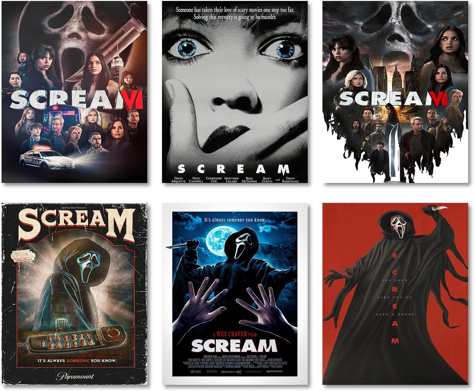 Scream TV Show Horror Movie Poster Print Movie Wall Art Home Decor Set of 6 8x10in Unframed