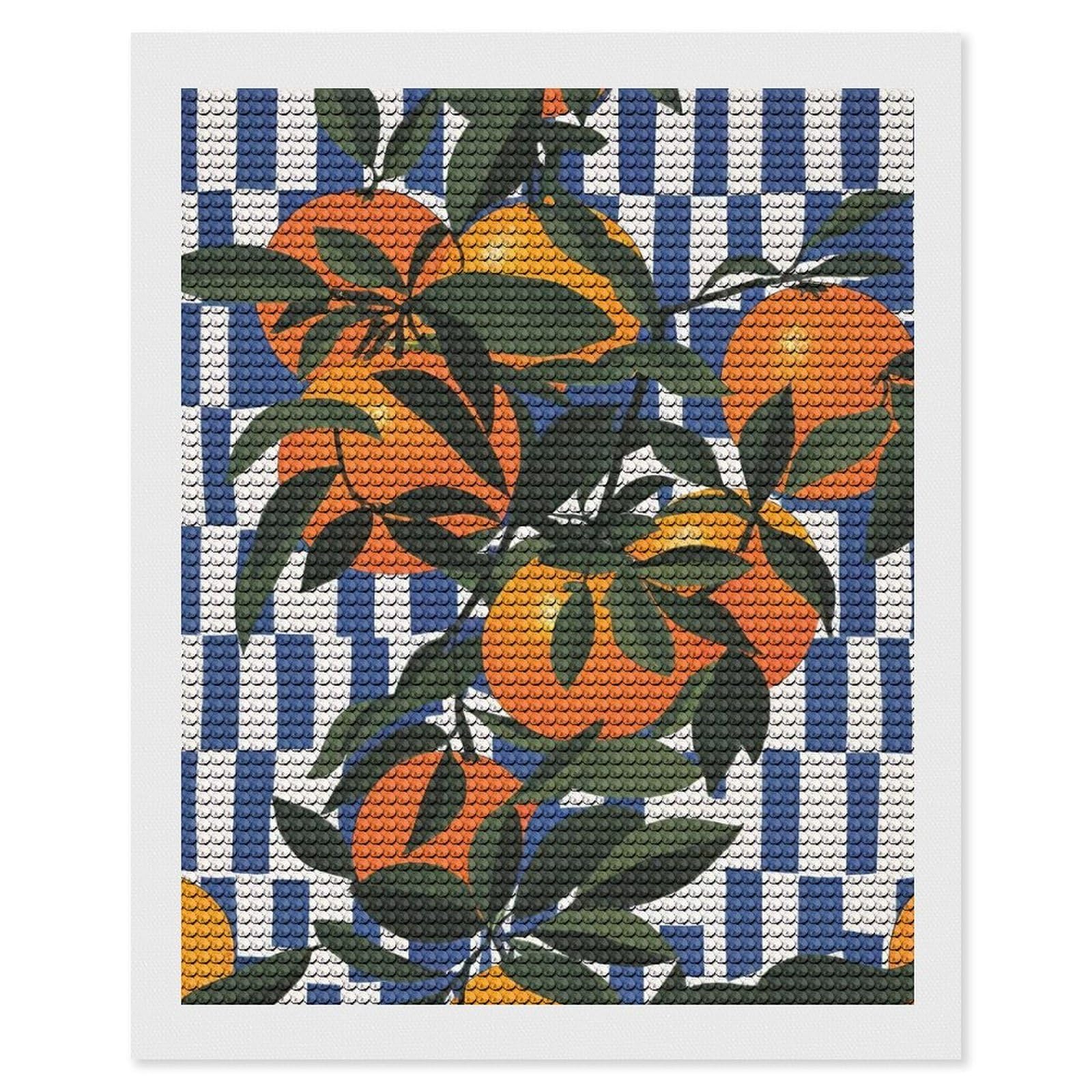 Junmoney Italian Watercolor Oranges Diamond Art Kit 16"x20", Neat Printed Canvas, Finish and Display, Relaxing DIY Hobby, Living Room Decor