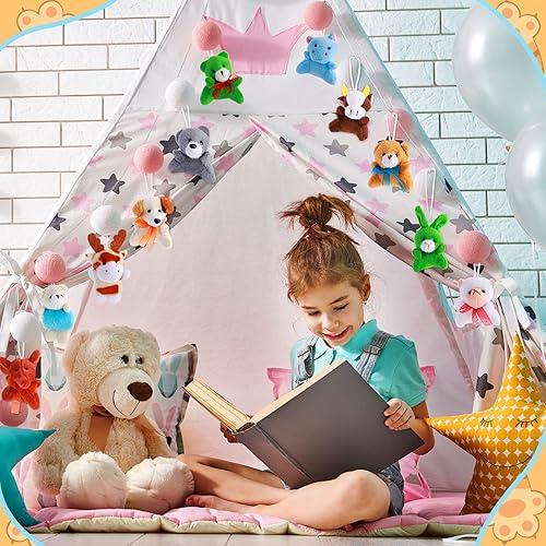 Miniatura 5 de Skylety Paquete de 60 mini animales de peluche a granel, pequeños llaveros de peluche, lindo surtido para premios de carnaval, recuerdos de fiesta,