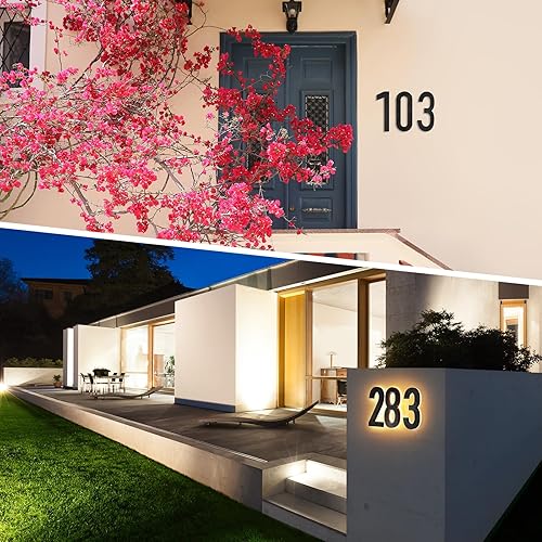 Vista 57 de ROCEEI Número de casa LED retroiluminado de 8 pulgadas 0-9 para direcciones grandes exteriores, número iluminado, impermeable, acero inoxidable