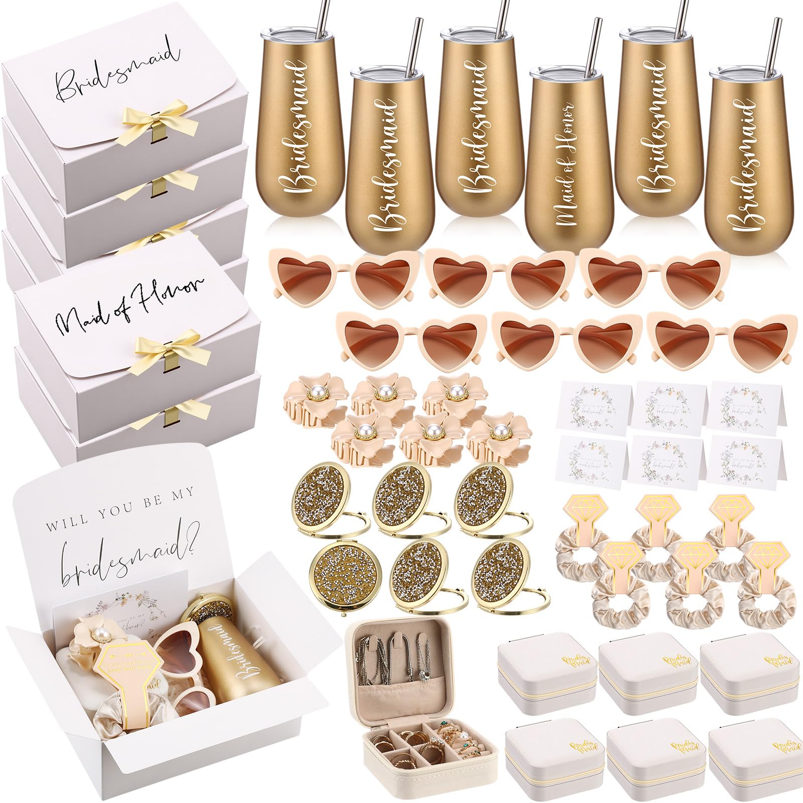 Kingdder 48 Pcs Bridesmaid Proposal Gift Maid of Honor Box Bridal Shower