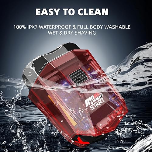 Miniatura 4 de Cyberpunk Mini afeitadora eléctrica, maquinilla de afeitar eléctrica portátil para hombres, pantalla inteligente, IPX7 impermeable, afeitado húmedo