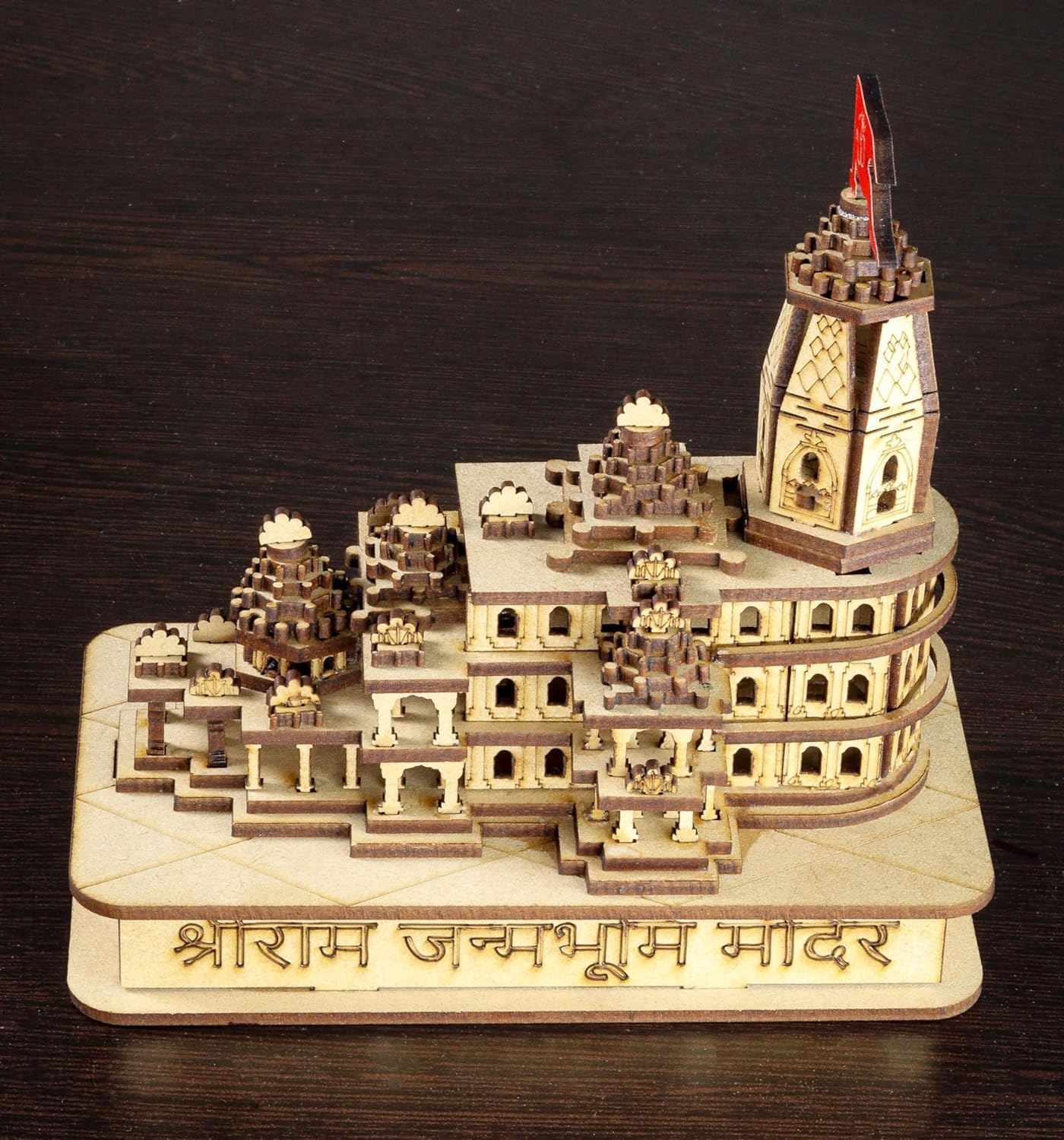 G.FIDEL Ram Mandir Ayodhya Model 3D Replica Handcrafted Wooden Traditional - Intricate MDF Craftsmanship, Authentic Design,- Ideal for Car Dashboard, Home Decor & Gifts 2