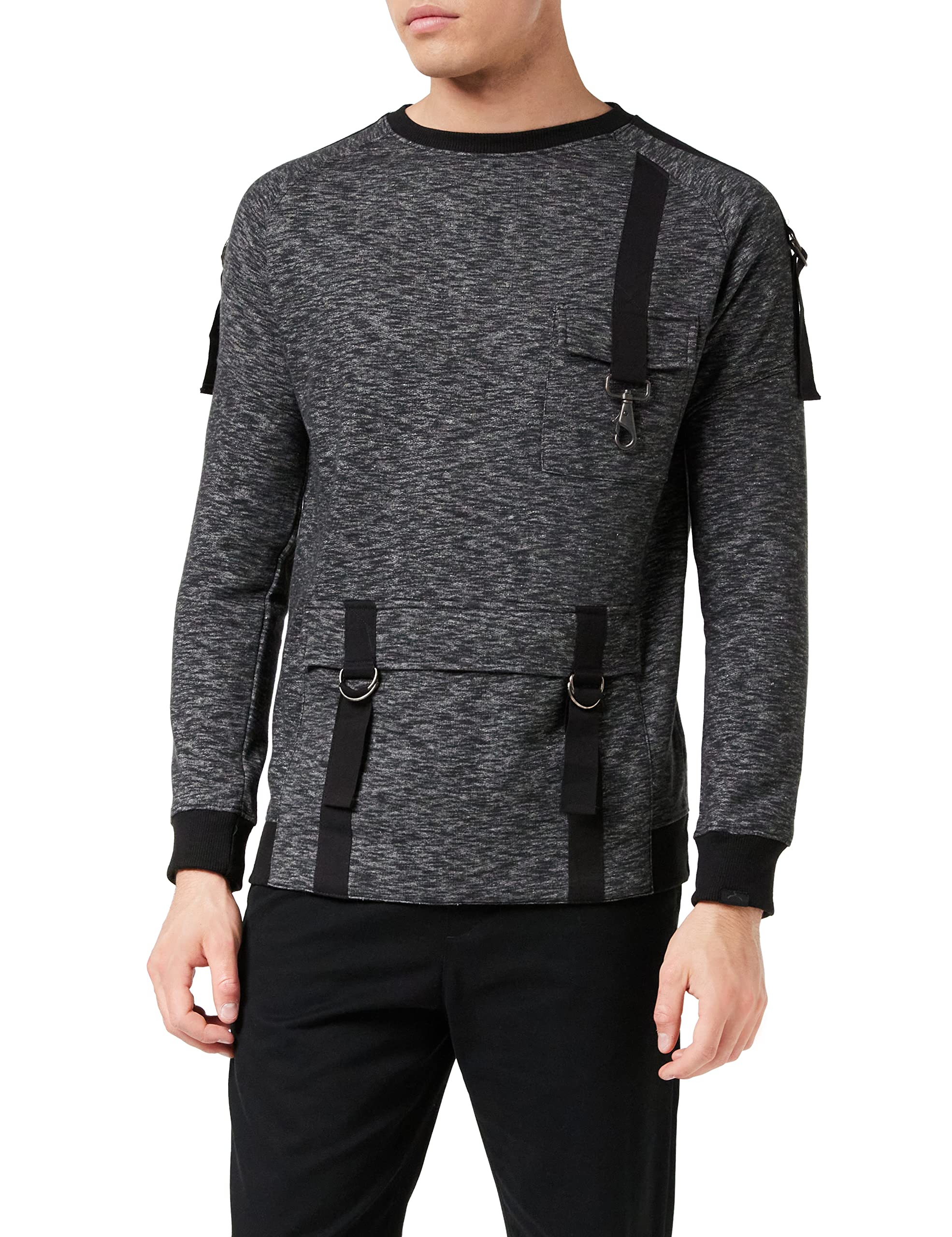 Soul Star Men's SB03 Regular Fit Crew Neck Long Sleeve Sweatshirt, Black (Black 131313), Large (Manufacturer Size:Large)