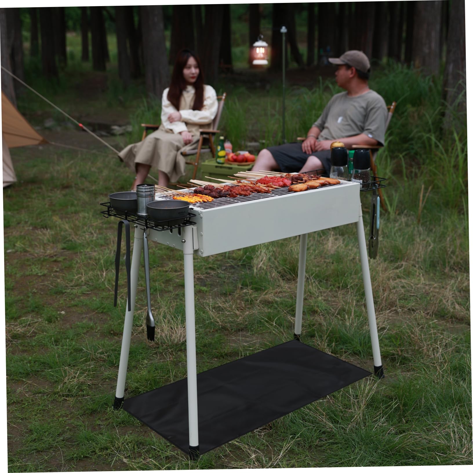 Yardwe Alfombra Protectora para Parrilla 48x30 Pulgadas, Doble Cara | Alfombrillas Debajo Parrilla Negra Resistente al Fuego para Parrillas de 22 y 17 Pulgadas Ninja Outdoor Woodfire