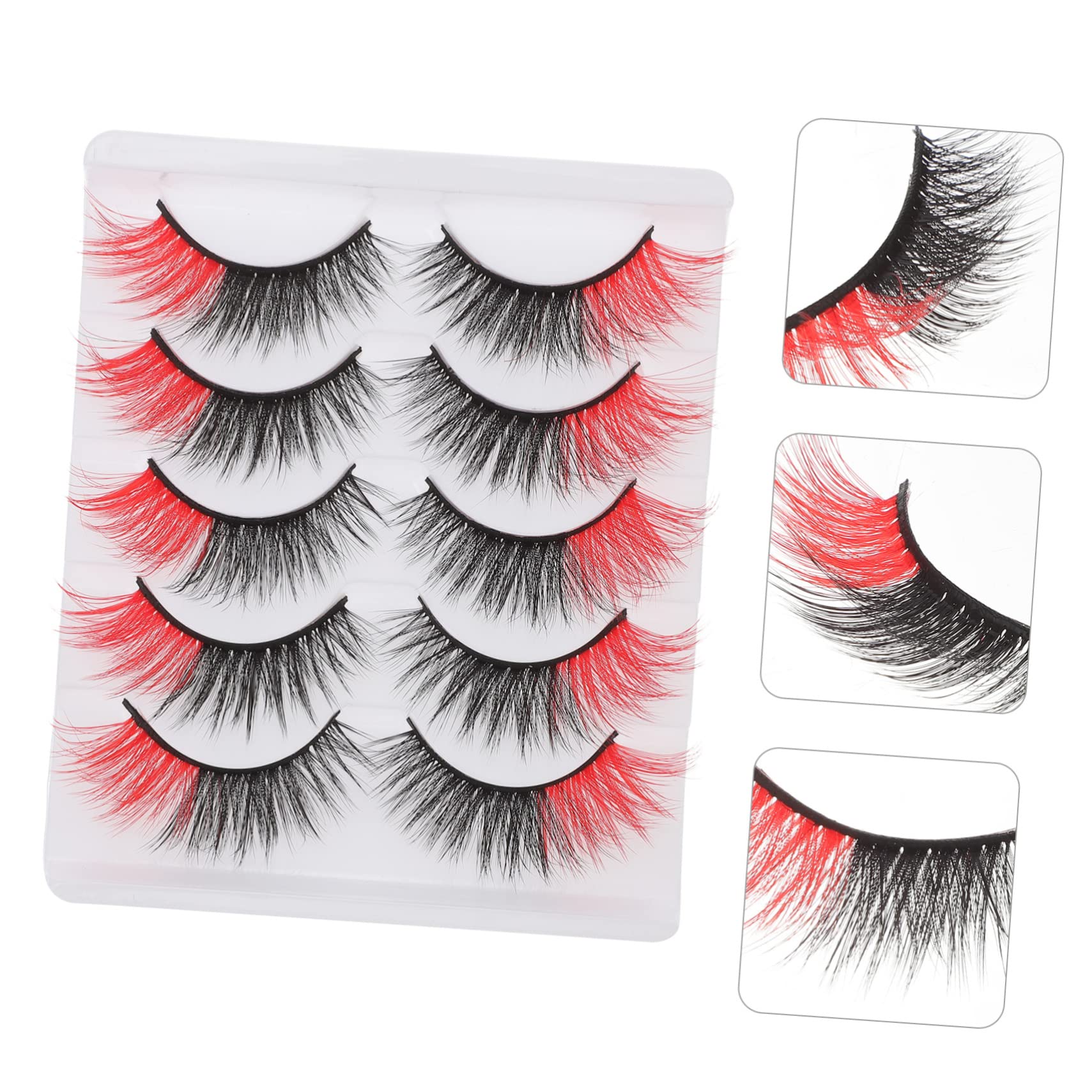 WOONEKY 25 Paia ciglia finte colorate ciglia con strisce di ciglia colorate ciglia manga pestañas postizas naturales ciglia di ciglia cosmetiche Imitazione rosso
