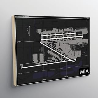 MG Global Hanging Canvas Print of Miami Intl Airport Mia Aviation 2 | 8x12 12x18 16x24 20x30 24x36 Minimalist Wall Art for Gift | Minimalism Home Office Decor