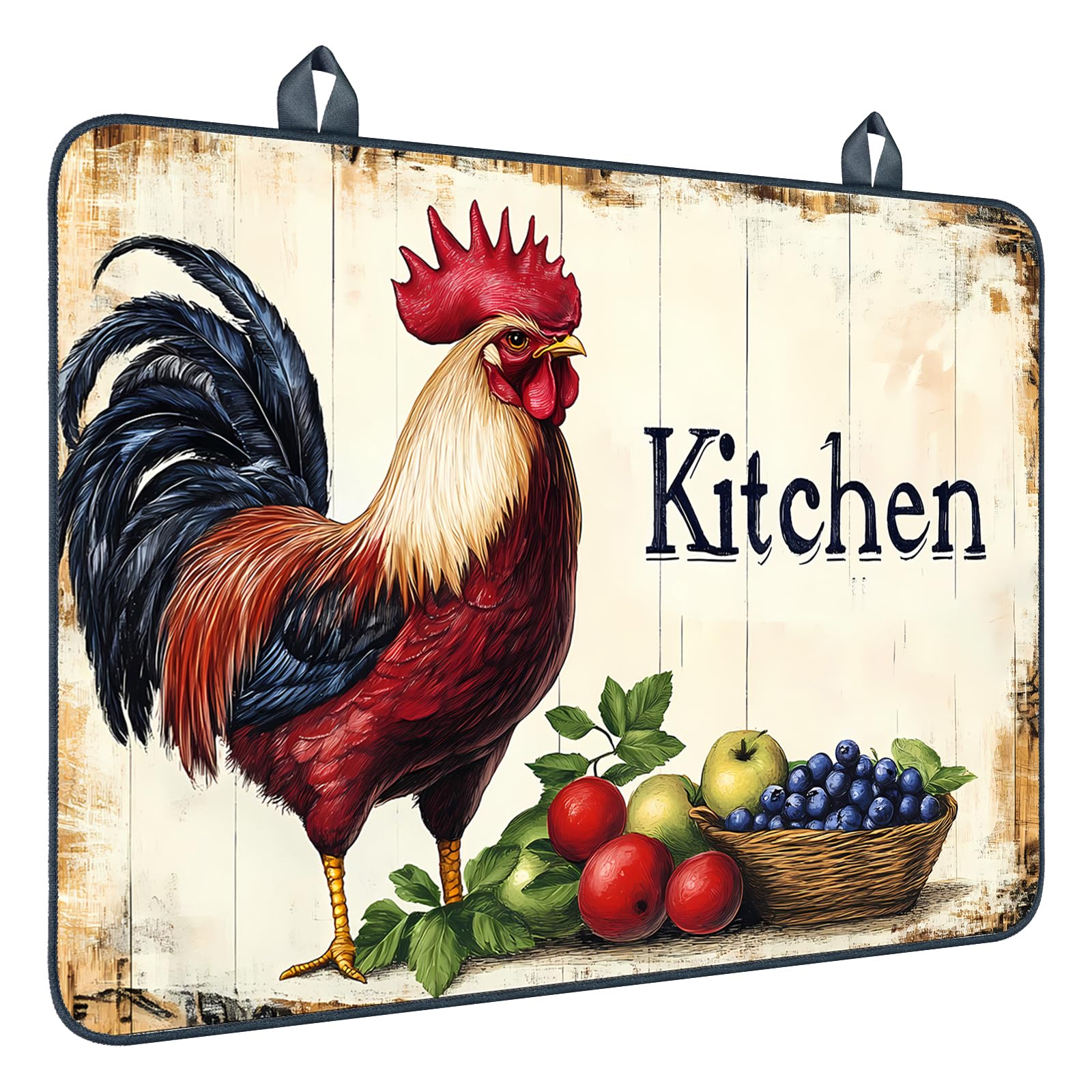 Nuxovilar Rooster Fruit Stove Cover Diatomaceous Earth 28.65x20.47 In