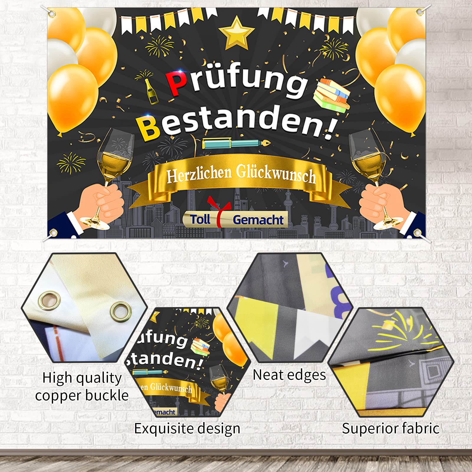 Avezano Abschlussfeier Banner – Graduation Banner 1,5 X 2,1 M, Für Fotohintergrund & Partydeko