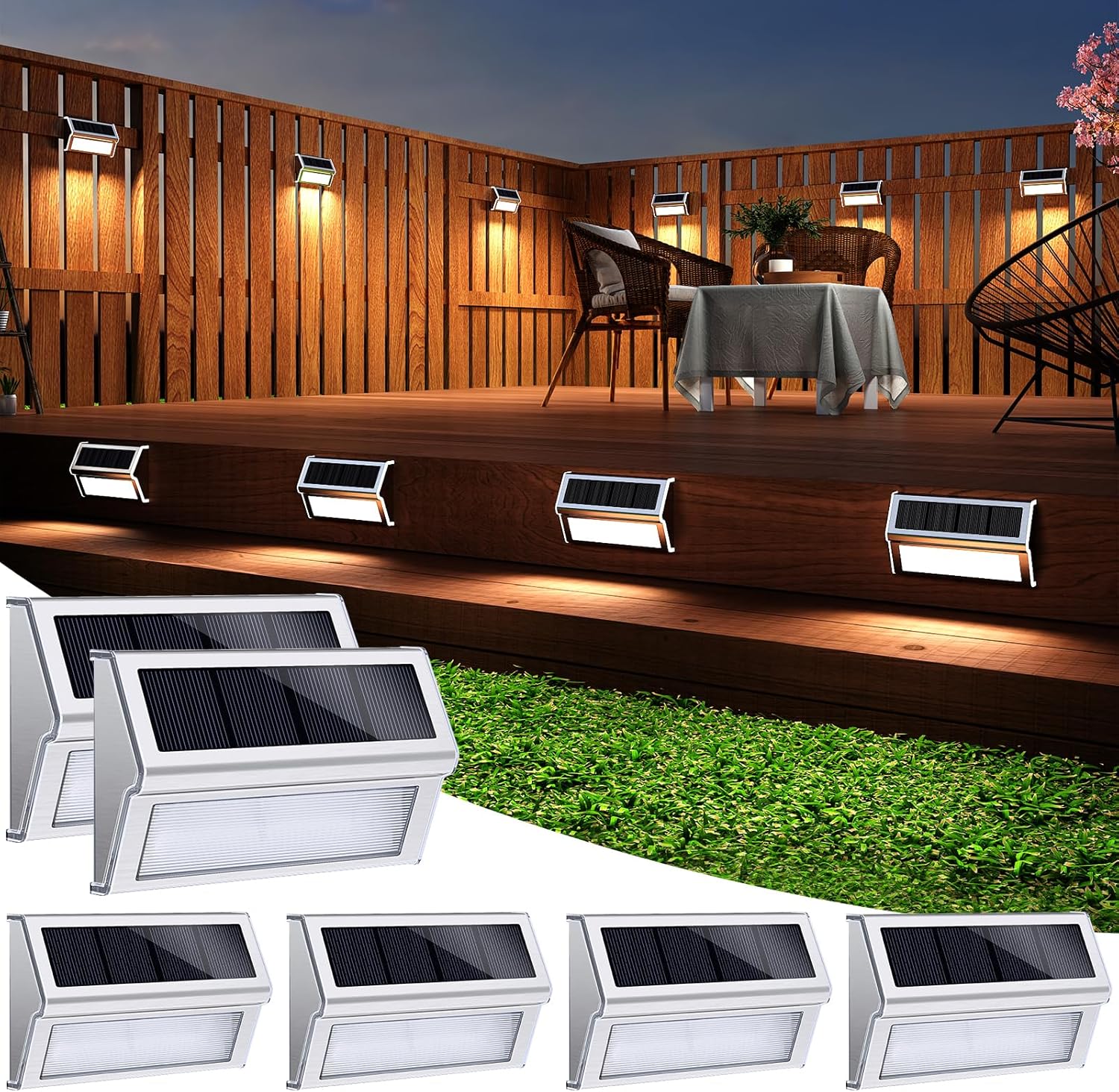 JSOT Solar Fence Lights Outside, Solar Outdoor Lights Waterproof with 9