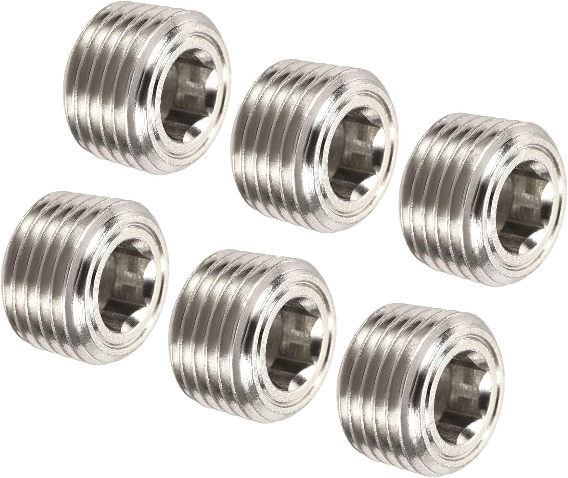 Brass Pipe Plug Fittings, 1/8NPT Male Thread Hex Countersunk Plugs, Internal Head Socket Fittings for HVAC, Plumbing, Water, Oil, Air Systems - 6PCS
