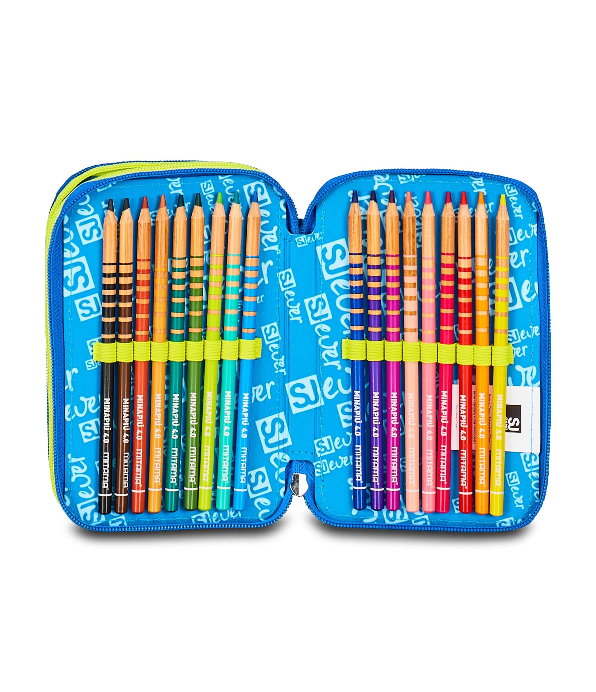 SJ GANG STYLE JAM GANG Astuccio Scuola 3 Zip Sj Ever, Blu, Portapenne Triplo Scomparto Completo Di Penne, Matite, Colori, Accessori Zaino, Scuola Elementare, Bambino