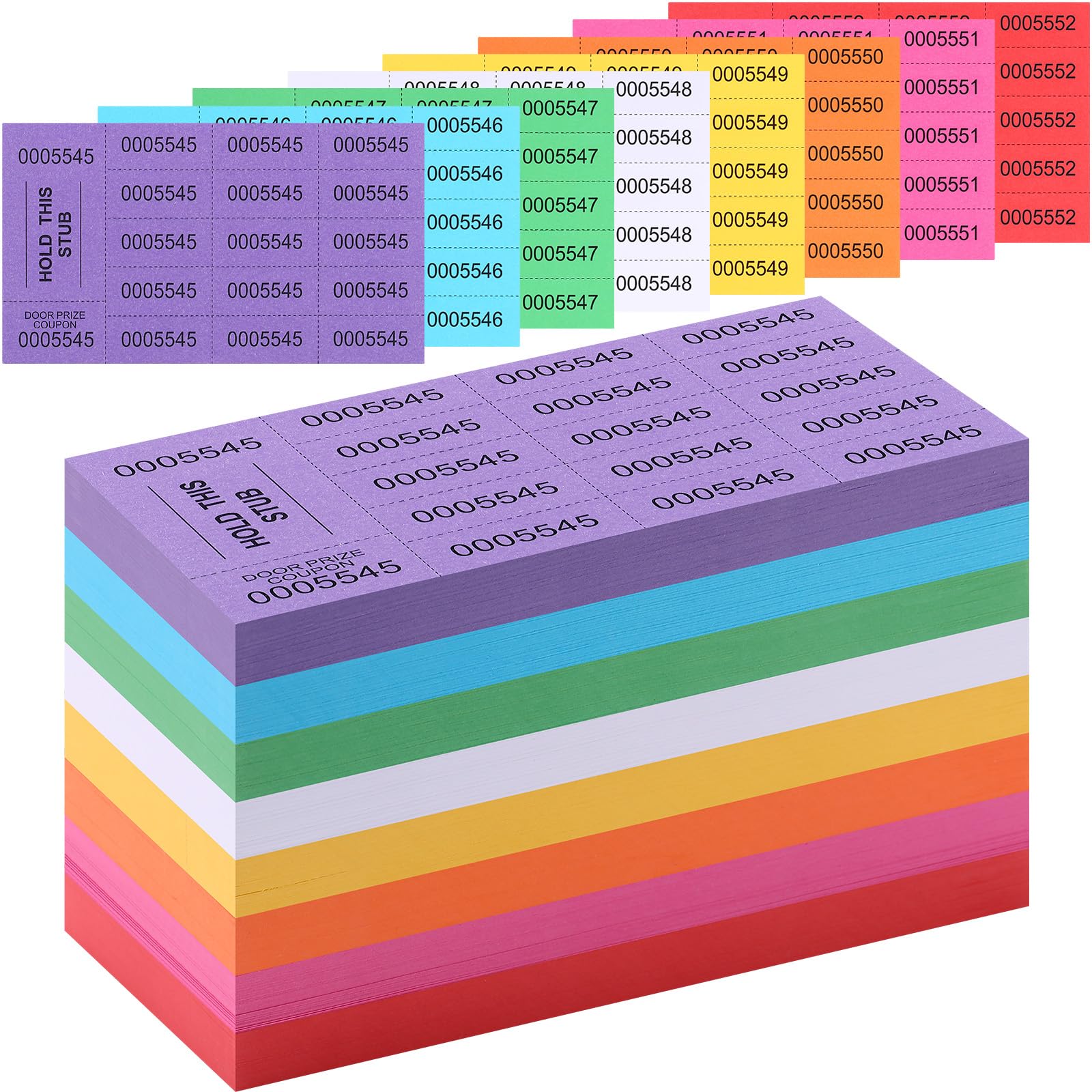 Kosiz 15 Bid 504 Raffle Ticket Sheets Chinese Auction Tickets, Mixed Color