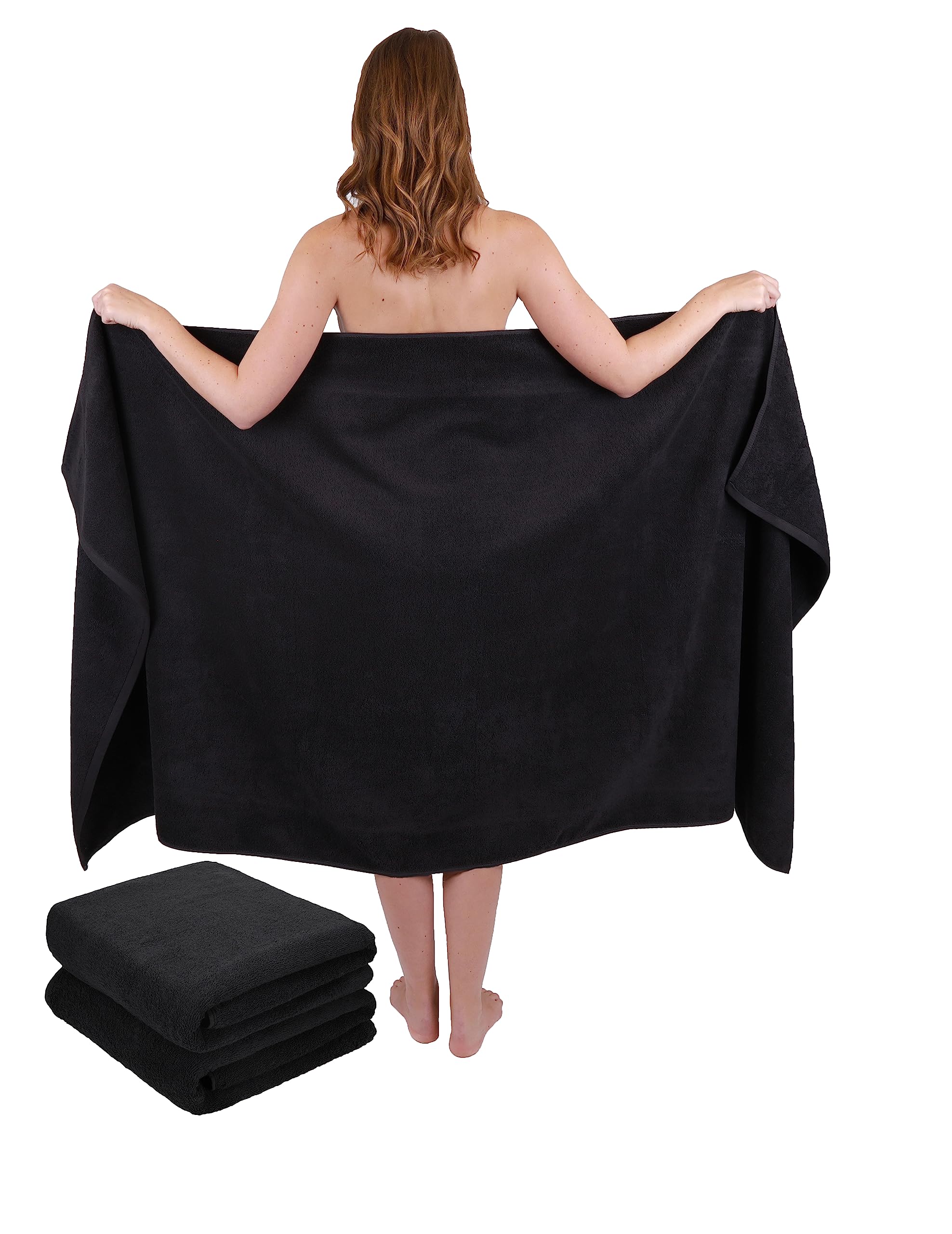 Betz 3 Stück Badetücher groß XXL Badetuch Saunatücher Dresden 100% Baumwolle Größe 100 cm x 200 cm Farbe dunkelgrau