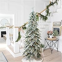 Vista 142 de Glitzhome Prelit Christmas Tree, 6ft Flocked Artificial Christmas Tree Serene Snowscape Fir with 300 Warm White Lights for Home, Office, Party