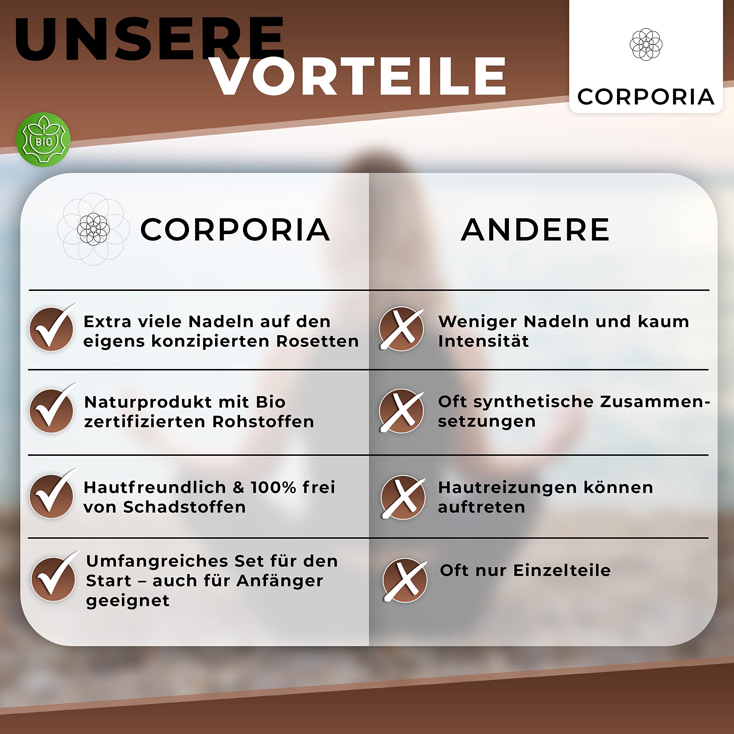 Tapis d'acupression I Unique coussin d'acupression optimisé thérapeutique I Tapis d'acupression dans un ensemble XL I coussin tapis tissu et sac I Mélange de coton de qualité supérieure I Corporia®