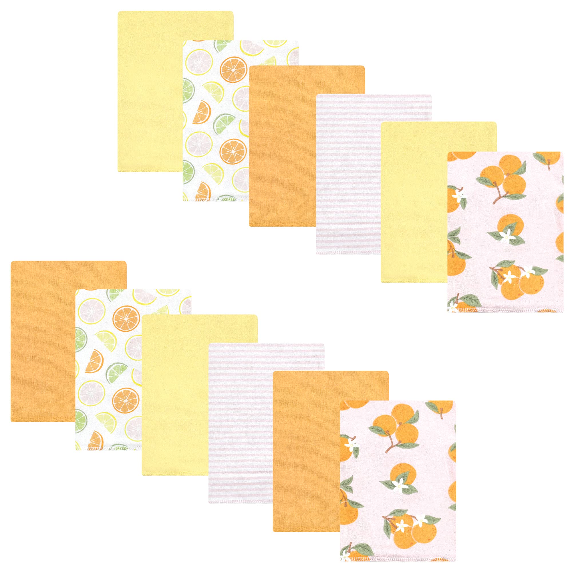 Hudson Baby Unisex Baby Cotton Flannel Burp Cloths Bundle, Citrus Orange, One Size