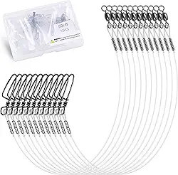 OROOTL Líderes de pesca de fluorocarbono, 12/48 peças Linha líder de fluorocarbono com kit de encaixe giratório Líderes de linha de pesca de fluorocarbono invisível para água salgada água doce 9 kg