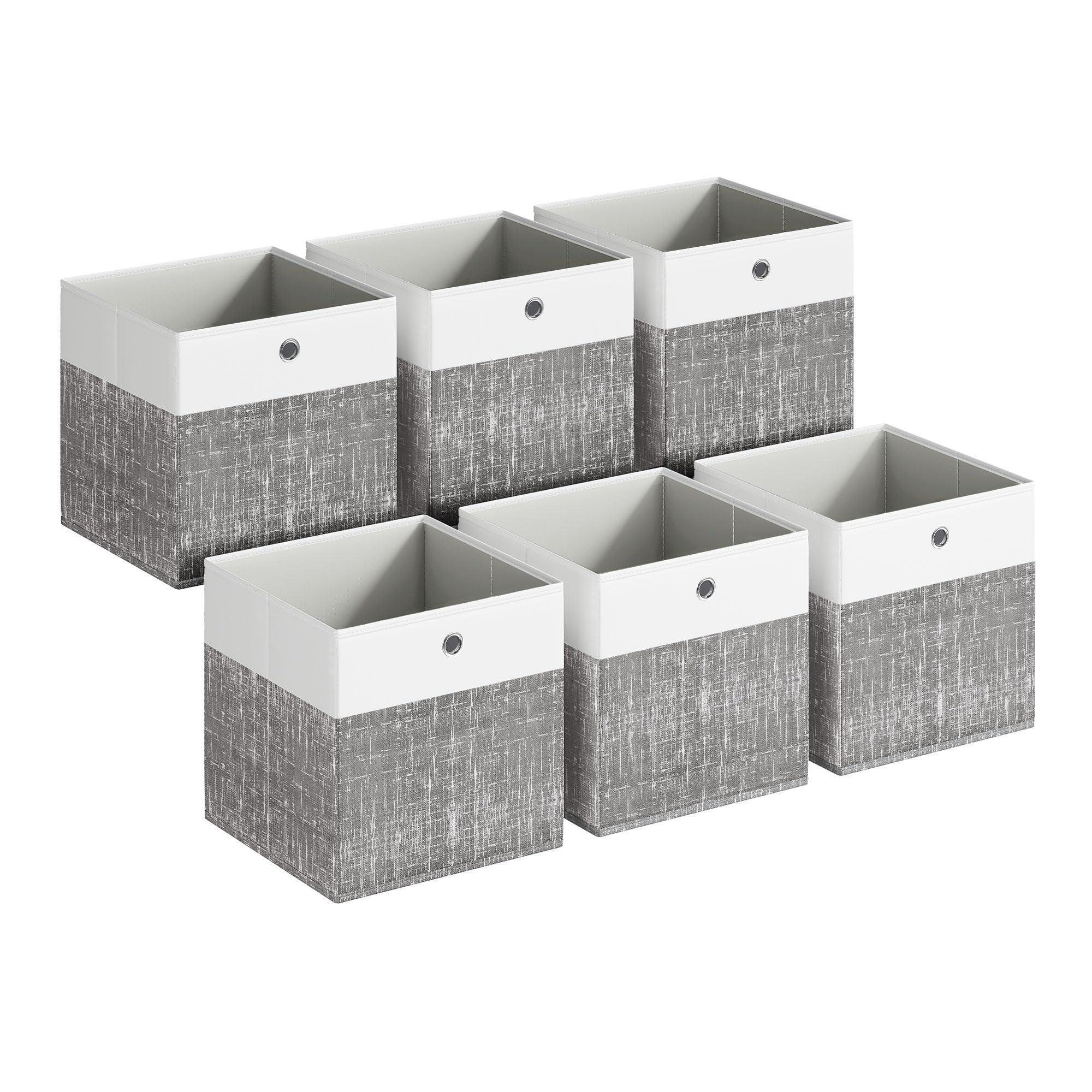 Songmics Cloud White + Cattail Grey Storage Boxes, Set Of 6 Storage Cubes, 30 X 30 X 30 Cm