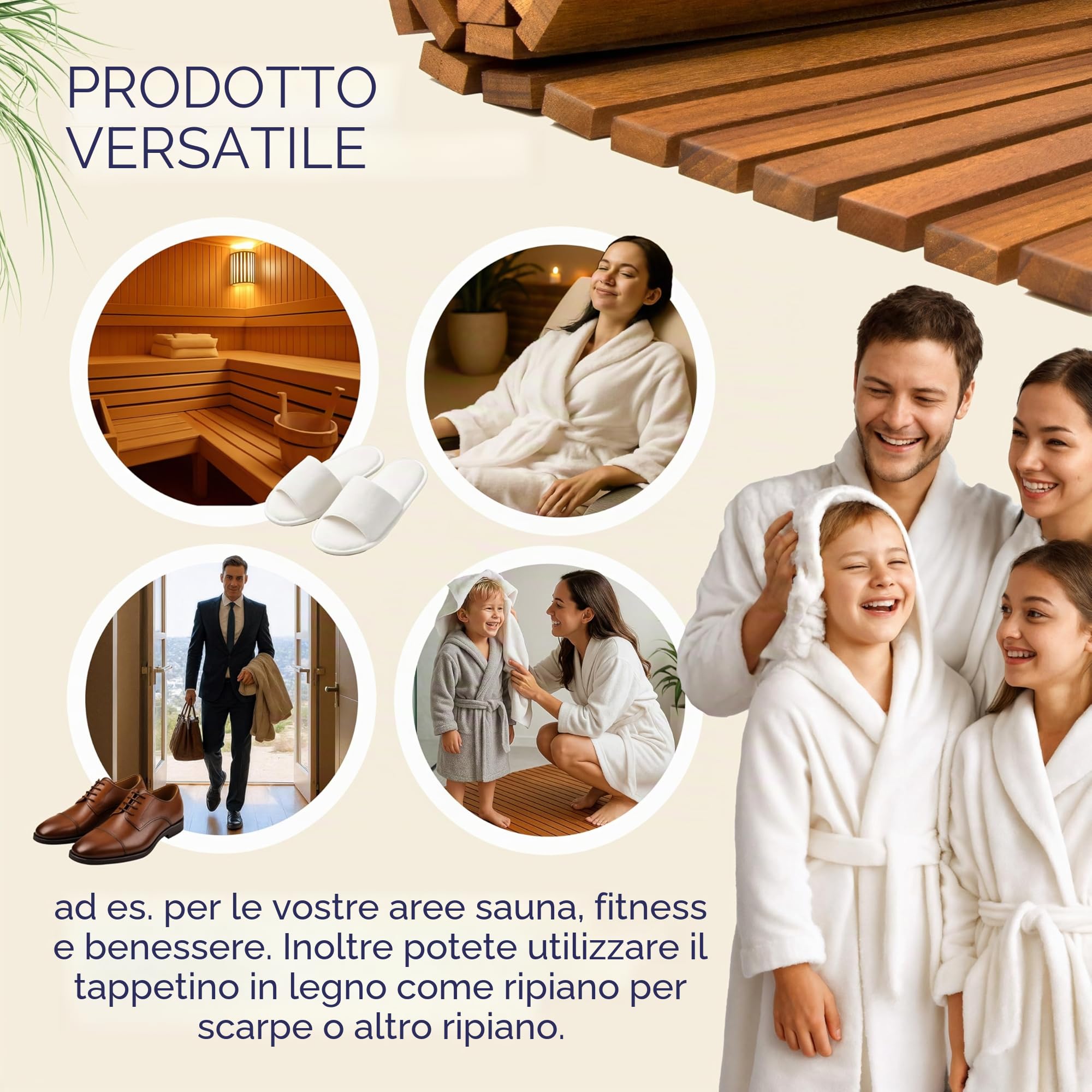Deuba® Tappetino Bagno in Legno di Acacia Certificato FSC® 76 x 50cm Tappeto Doccia Gommini Antiscivolo Poggiapiediiedi