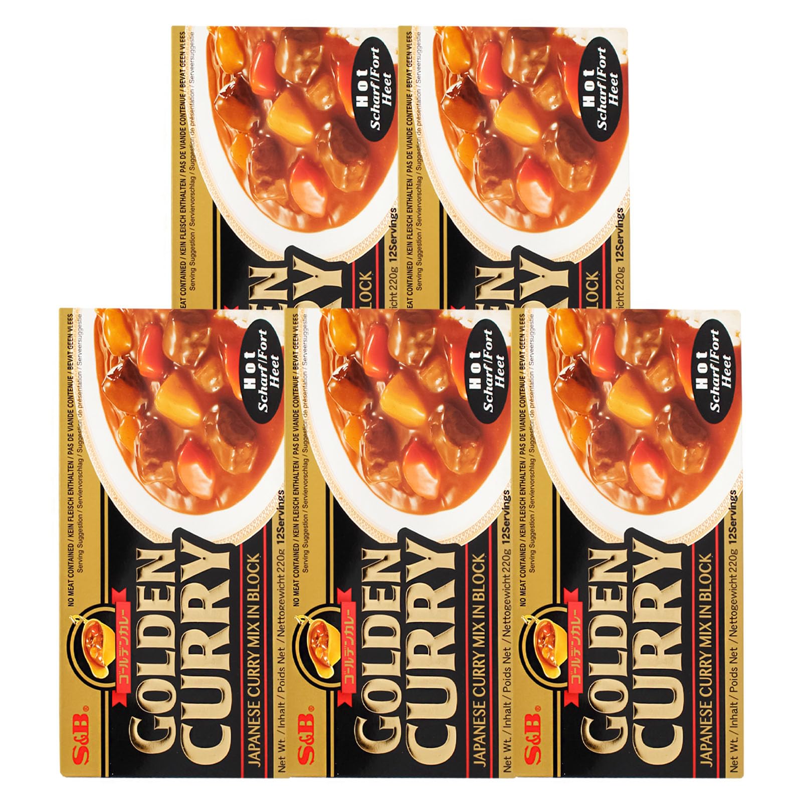 5er Pack (5x220g) S&B Golden Curry Mix scharf (Papa Vo®)