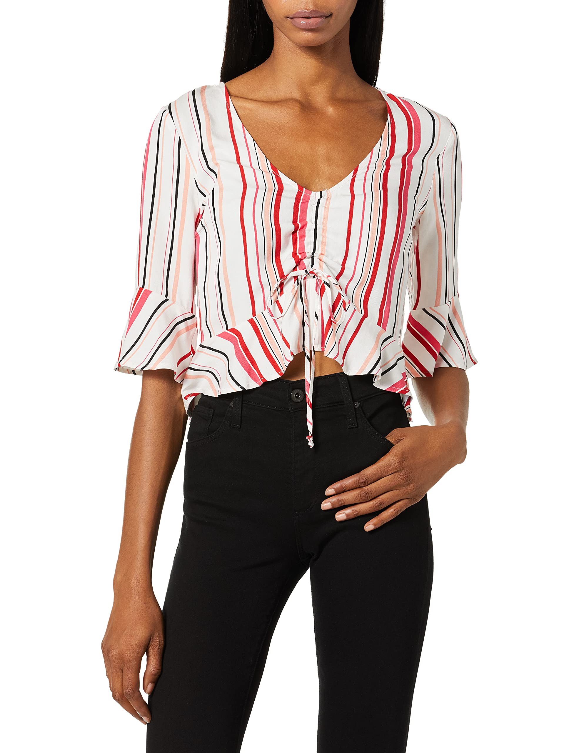 Steve MaddenWomen's Summer Lovin' Stripe Printed Rayon Top Blouse