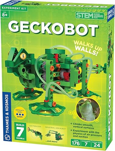 Thames Kosmos Kit de experimento STEM Geckobot Construye un robot de escalada de pared y 6 otras creaciones mecánicas Explora la física de la