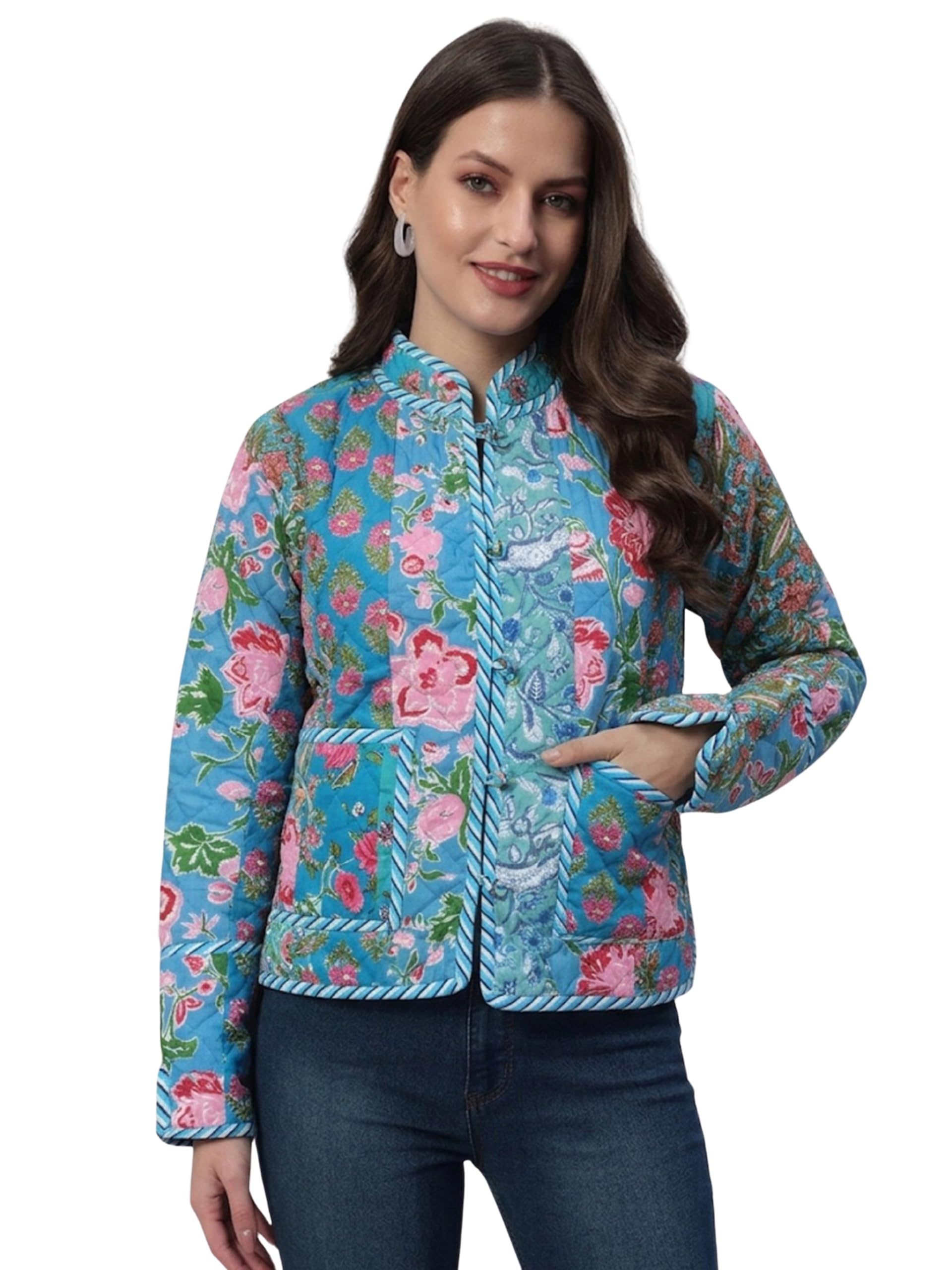 Women's Export-Quality Indian Traditional Reversible Patchwork Quilted Cotton Jacket/Coat-image-32