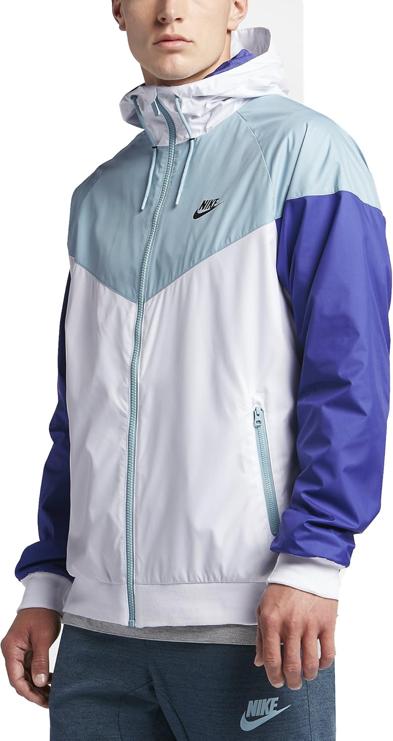 Nike Mens Windrunner Hooded Track Jacket White/Mica Blue/Deep Night 727324-102 Size X-Large